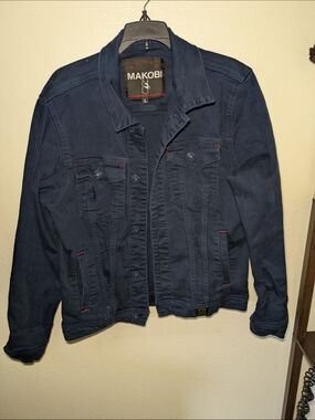 Makobi Men's Dark Blue Denim Shirt Jacket
